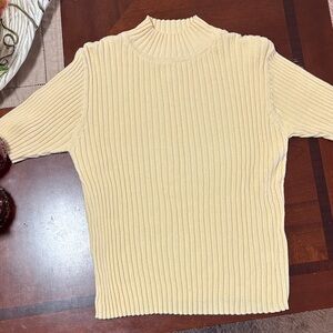 Susan Bristol Cream Ribbed Turtleneck Sweater